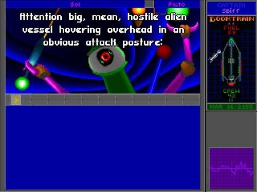 An alien Spathi from star control being scared